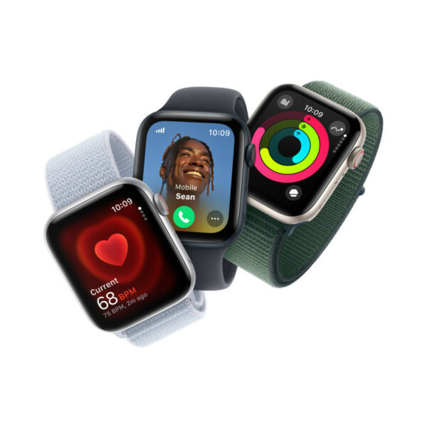 Apple Watch SE 2024, 40 мм корпус из алюминия цвета Тёмная ночь, темно-синий текстильный ремешок