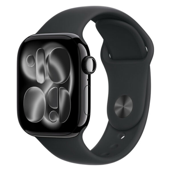 Apple Watch Series 11, 46 мм корпус из алюминия цвета Черный глянец, черный спортивный ремешок