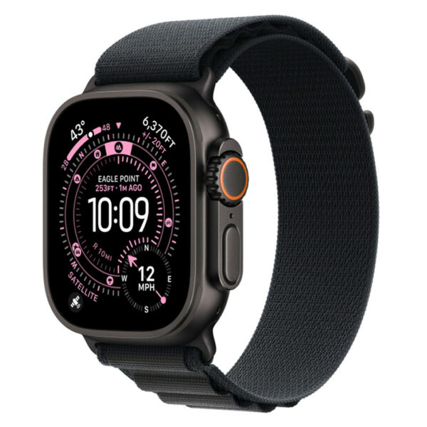 Apple Watch Ultra 3, 49 мм корпус из титана цвета Черный титан, ремешок Alpine черного цвета