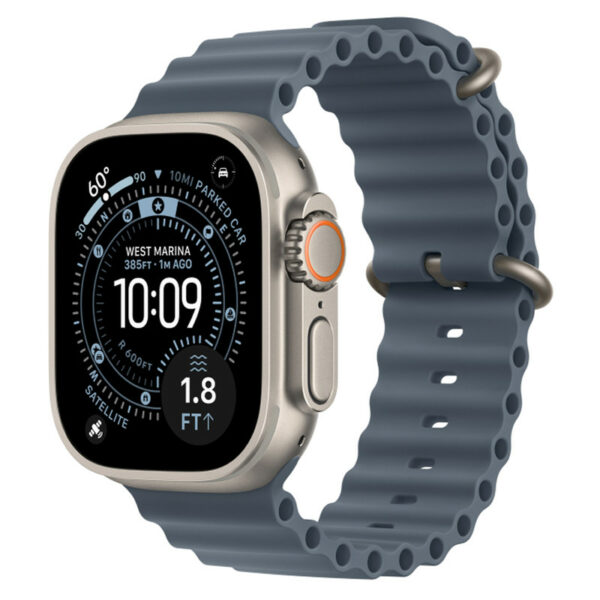 Apple Watch Ultra 3, 49 мм корпус из титана, ремешок Ocean синего цвета