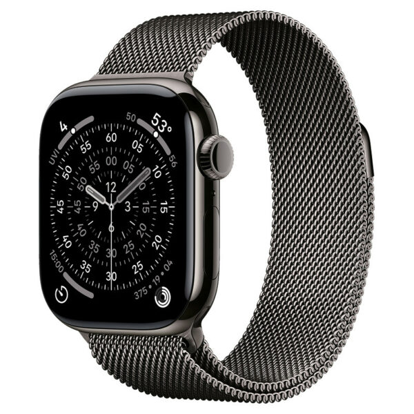 Apple Watch Series 11, 46 мм корпус из титана цвета Темный титан, браслет миланская петля