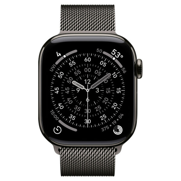Apple Watch Series 11, 42 мм корпус из титана цвета Темный титан, браслет миланская петля