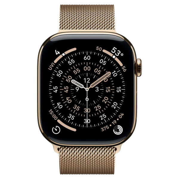 Apple Watch Series 11, 42 мм корпус из титана цвета Золотистый титан, браслет миланская петля