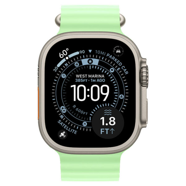 Apple Watch Ultra 3, 49 мм корпус из титана, ремешок Ocean цвета Зеленый неон