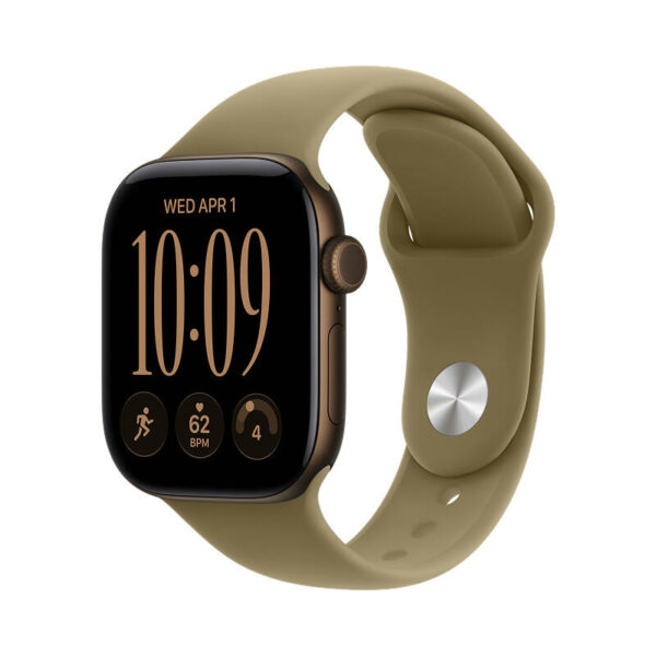 Apple Watch Series 12 46 мм корпус из алюминия бронза, оливковый спортивный ремешок