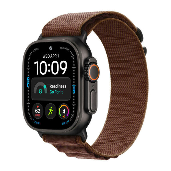 Apple Watch Ultra 4, 49 мм корпус из титана черного цвета, ремешок Alpine бордовый